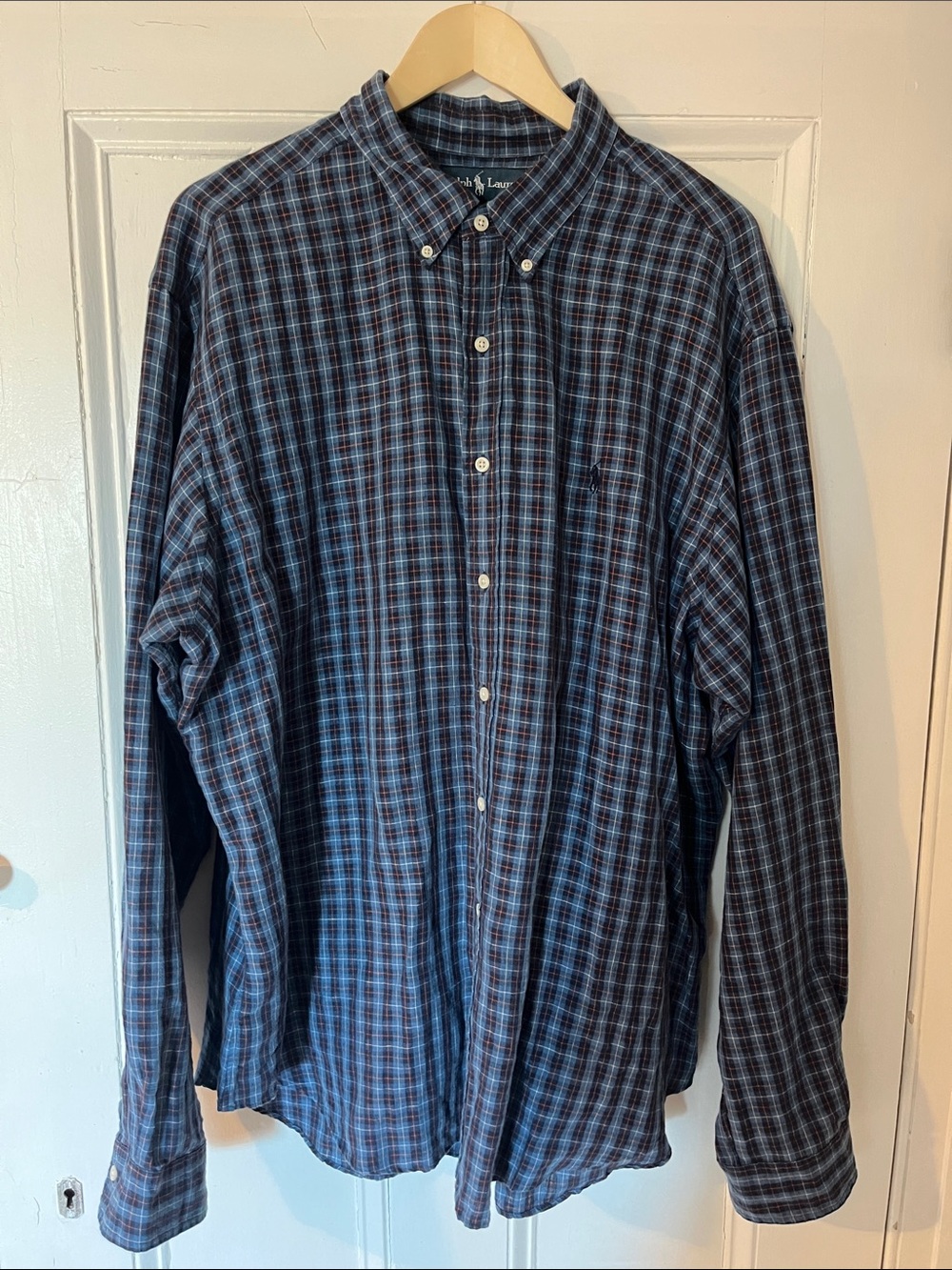 Vintage Ralph Lauren Navy & Light Blue Plaid Button-Down Shirt